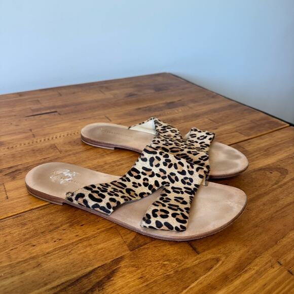 Anthropologie Monica Leopard Print Leather Slide Sandals Size 9 - Picture 2 of 5